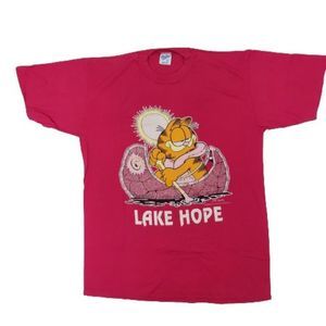 Vintage 1980's Garfield Lake Hope Velva Sheen Tee, Pink